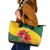 Zimbabwe Flag Map and Red Hibiscus Flowers Leather Tote Bag with African Tribal Pattern