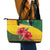 Zimbabwe Flag Map and Red Hibiscus Flowers Leather Tote Bag with African Tribal Pattern