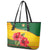 Zimbabwe Flag Map and Red Hibiscus Flowers Leather Tote Bag with African Tribal Pattern