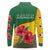 Zimbabwe Flag Map and Red Hibiscus Flowers Long Sleeve Polo Shirt with African Tribal Pattern