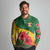 Zimbabwe Flag Map and Red Hibiscus Flowers Long Sleeve Polo Shirt with African Tribal Pattern