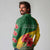 Zimbabwe Flag Map and Red Hibiscus Flowers Long Sleeve Polo Shirt with African Tribal Pattern