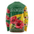 Zimbabwe Flag Map and Red Hibiscus Flowers Long Sleeve Shirt with African Tribal Pattern