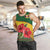 Zimbabwe Flag Map and Red Hibiscus Flowers Men Tank Top with African Tribal Pattern