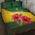 Zimbabwe Flag Map and Red Hibiscus Flowers Quilt Bed Set with African Tribal Pattern