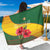 Zimbabwe Flag Map and Red Hibiscus Flowers Sarong with African Tribal Pattern