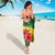 Zimbabwe Flag Map and Red Hibiscus Flowers Sarong with African Tribal Pattern
