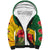 Zimbabwe Flag Map and Red Hibiscus Flowers Sherpa Hoodie with African Tribal Pattern