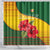 Zimbabwe Flag Map and Red Hibiscus Flowers Shower Curtain with African Tribal Pattern