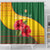 Zimbabwe Flag Map and Red Hibiscus Flowers Shower Curtain with African Tribal Pattern