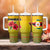 Zimbabwe Flag Map and Red Hibiscus Flowers Tumbler With Handle with African Tribal Pattern
