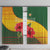 Zimbabwe Flag Map and Red Hibiscus Flowers Window Curtain with African Tribal Pattern