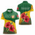 Zimbabwe Flag Map and Red Hibiscus Flowers Women Polo Shirt with African Tribal Pattern