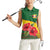 Zimbabwe Flag Map and Red Hibiscus Flowers Women Sleeveless Polo Shirt with African Tribal Pattern