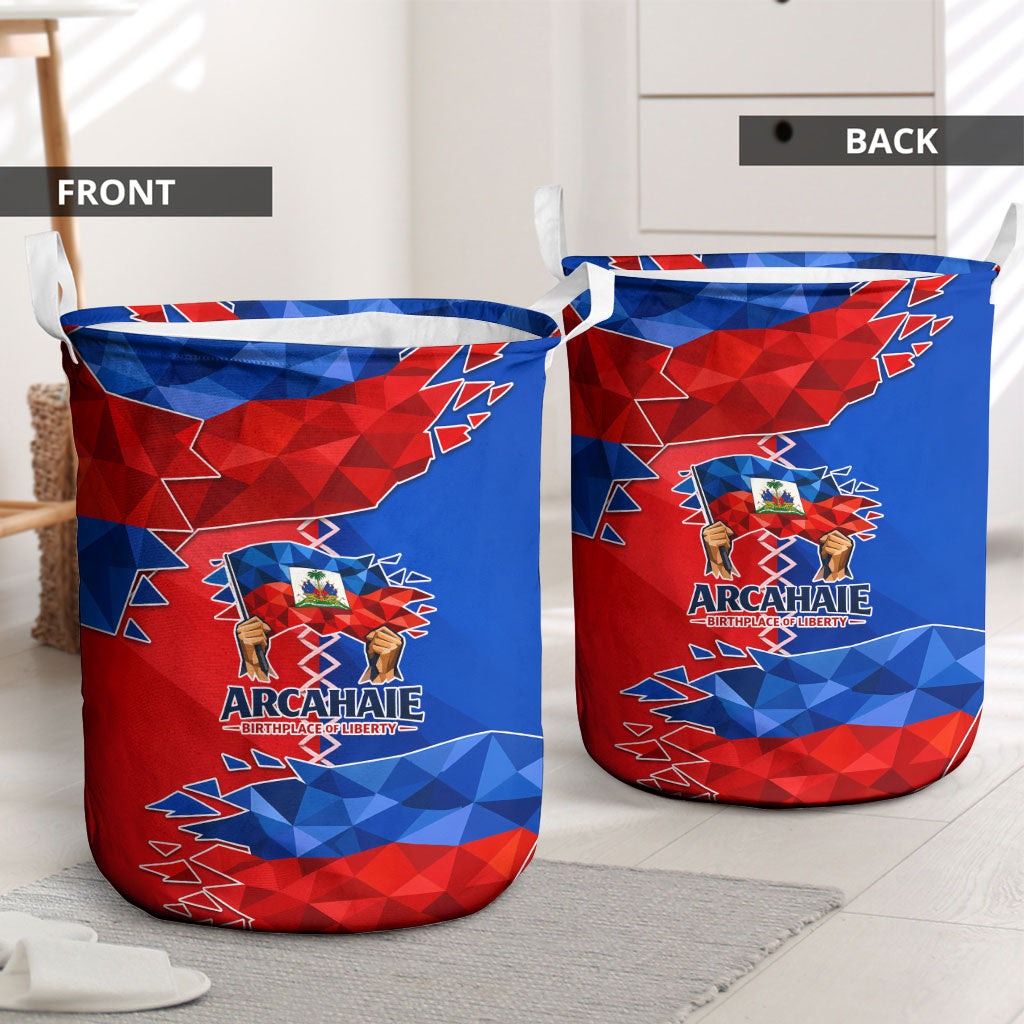 Haiti Flag Day Arcahaie 1803 Laundry Basket Geometric Low Poly Flag Art - Birthplace Of Liberty Graphic