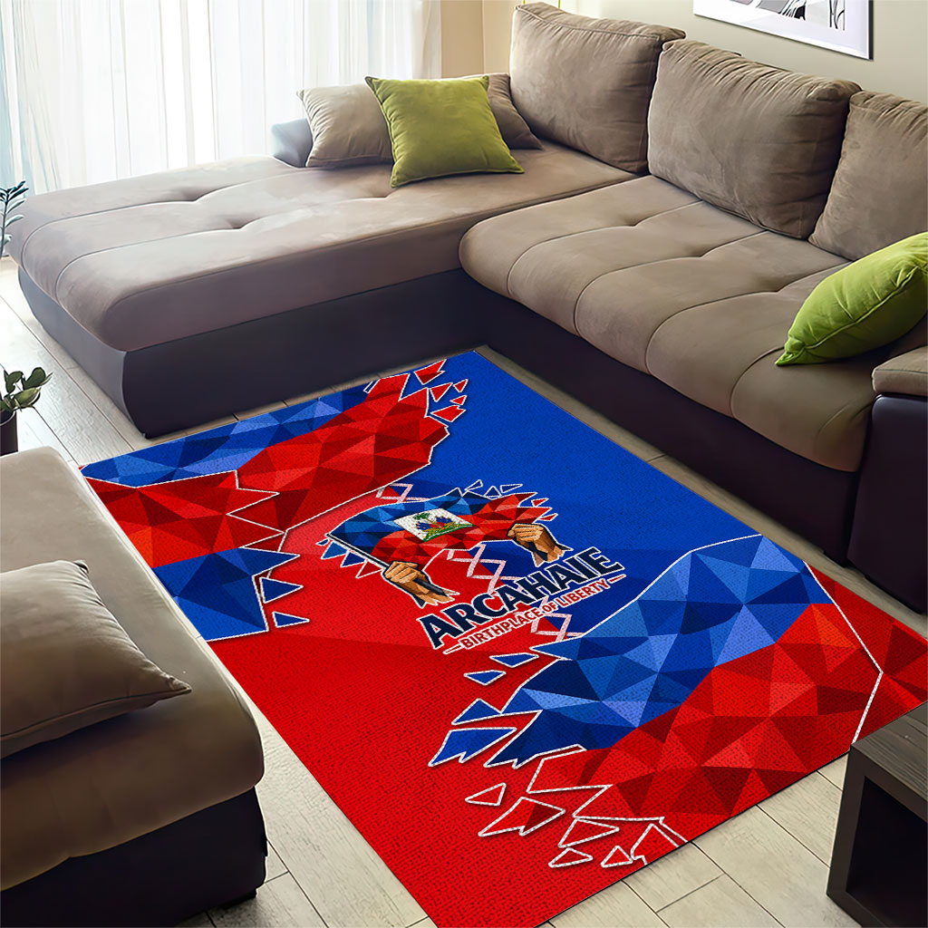 Haiti Flag Day Arcahaie 1803 Area Rug Geometric Low Poly Flag Art - Birthplace Of Liberty Graphic