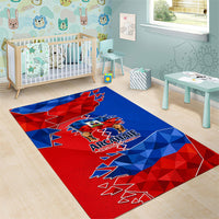 Haiti Flag Day Arcahaie 1803 Area Rug Geometric Low Poly Flag Art - Birthplace Of Liberty Graphic