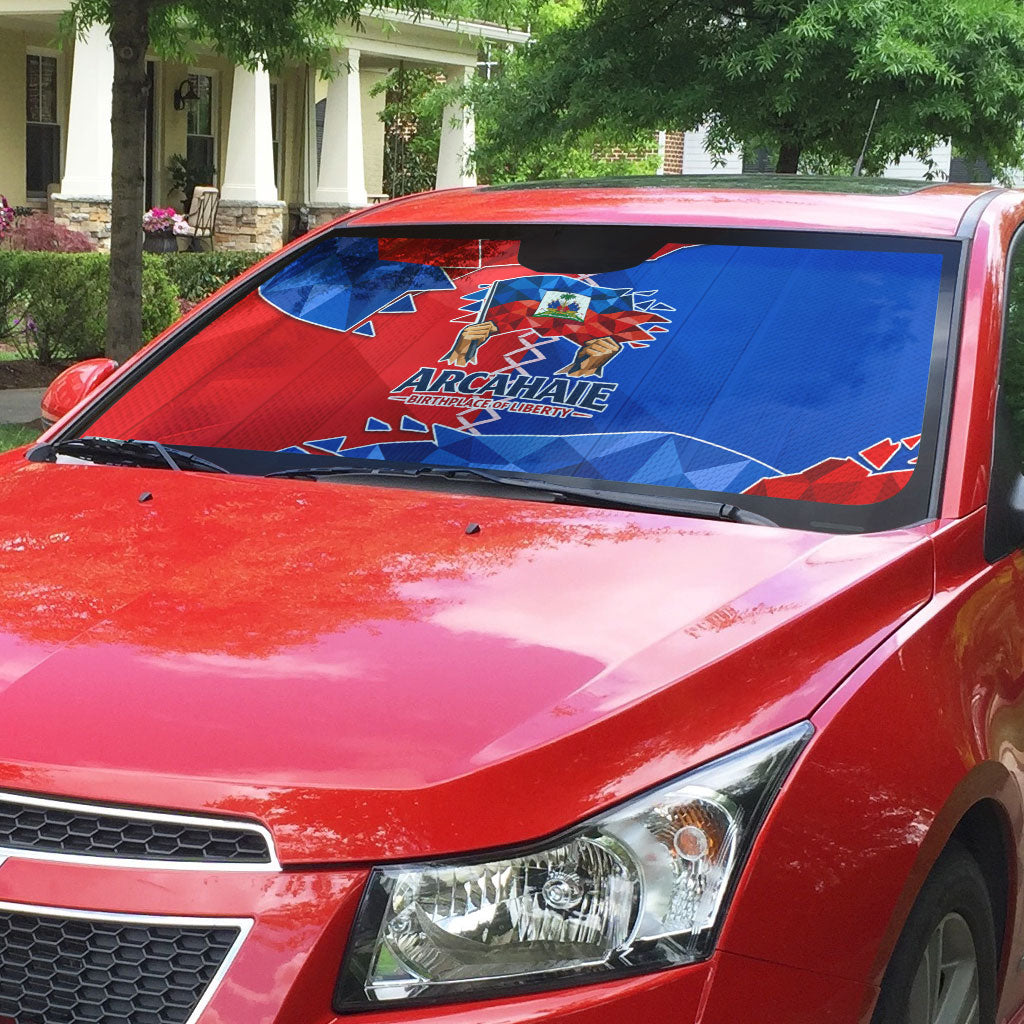 Haiti Flag Day Arcahaie 1803 Auto Sun Shade Geometric Low Poly Flag Art - Birthplace Of Liberty Graphic