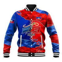 Haiti Flag Day Arcahaie 1803 Baseball Jacket Geometric Low Poly Flag Art - Birthplace Of Liberty Graphic