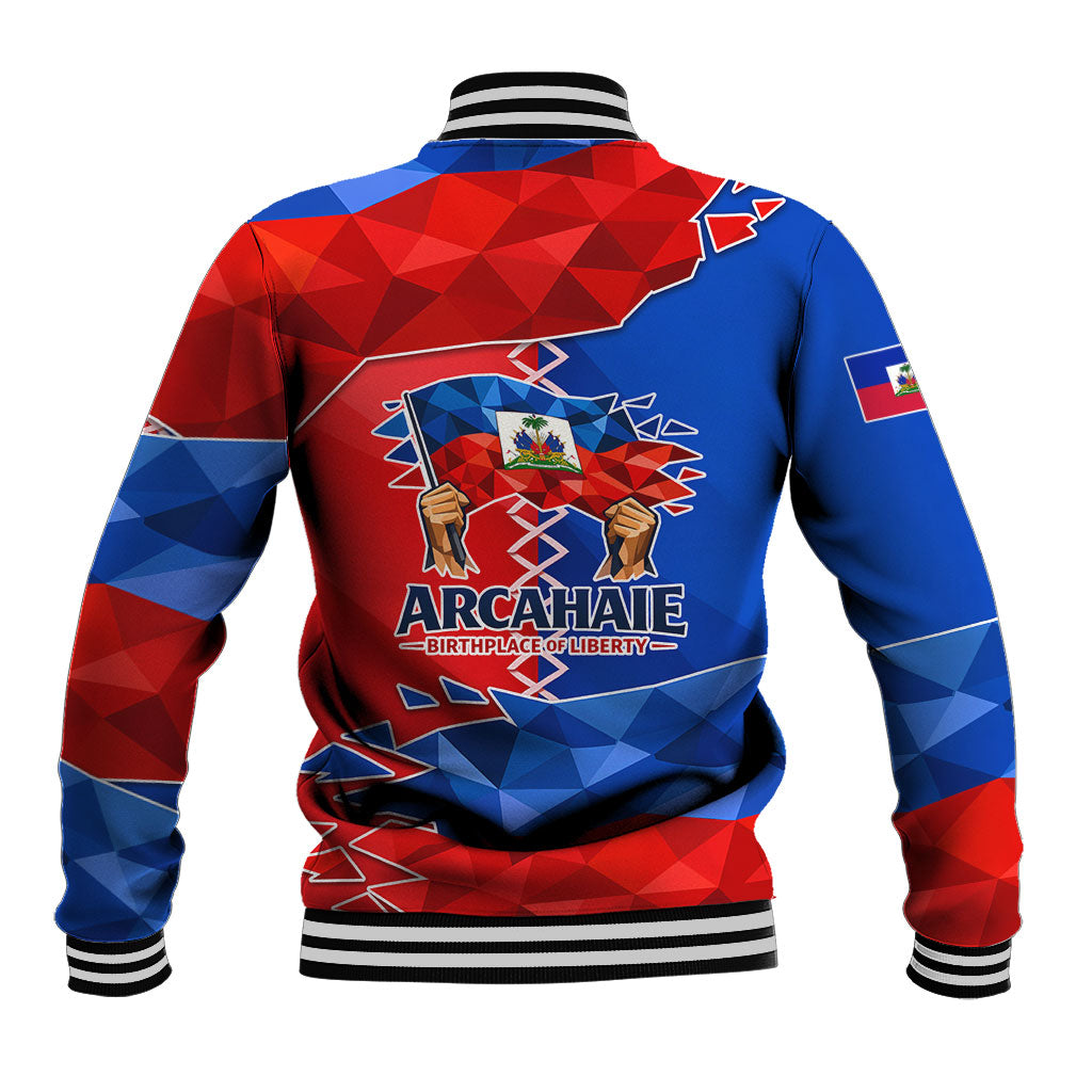 Haiti Flag Day Arcahaie 1803 Baseball Jacket Geometric Low Poly Flag Art - Birthplace Of Liberty Graphic