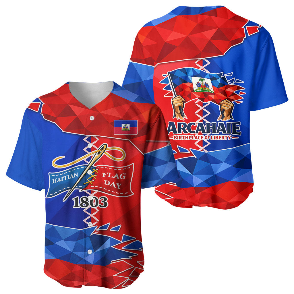 Haiti Flag Day Arcahaie 1803 Baseball Jersey Geometric Low Poly Flag Art - Birthplace Of Liberty Graphic