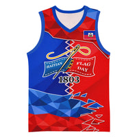Haiti Flag Day Arcahaie 1803 Basketball Jersey Geometric Low Poly Flag Art - Birthplace Of Liberty Graphic
