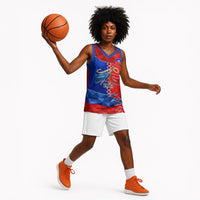 Haiti Flag Day Arcahaie 1803 Basketball Jersey Geometric Low Poly Flag Art - Birthplace Of Liberty Graphic