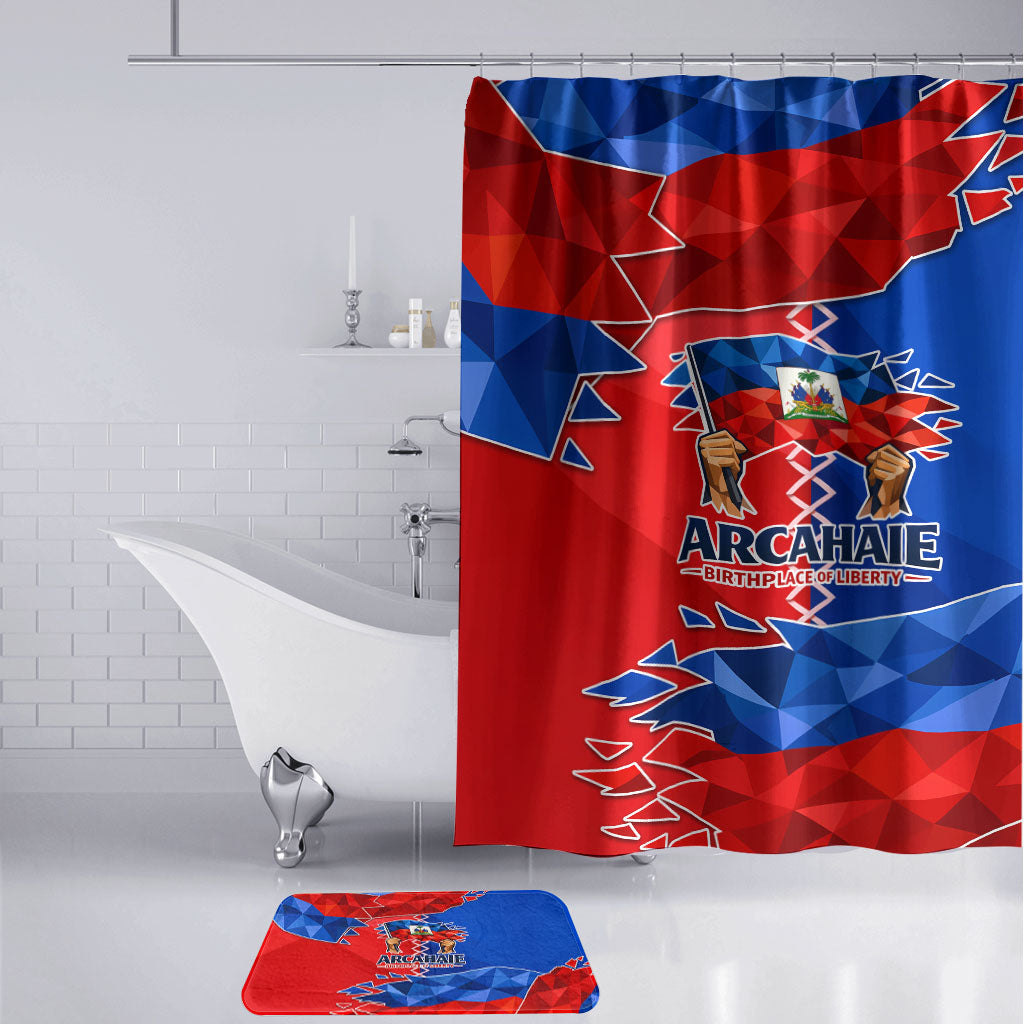 Haiti Flag Day Arcahaie 1803 Bathroom Set Geometric Low Poly Flag Art - Birthplace Of Liberty Graphic