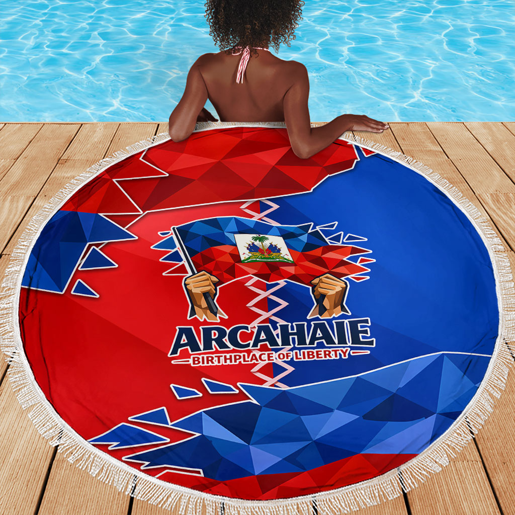 Haiti Flag Day Arcahaie 1803 Beach Blanket Geometric Low Poly Flag Art - Birthplace Of Liberty Graphic