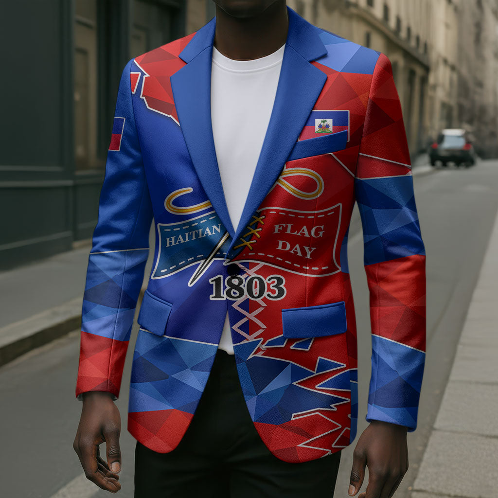 Haiti Flag Day Arcahaie 1803 Blazer Geometric Low Poly Flag Art - Birthplace Of Liberty Graphic