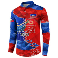 Haiti Flag Day Arcahaie 1803 Button Sweatshirt Geometric Low Poly Flag Art - Birthplace Of Liberty Graphic