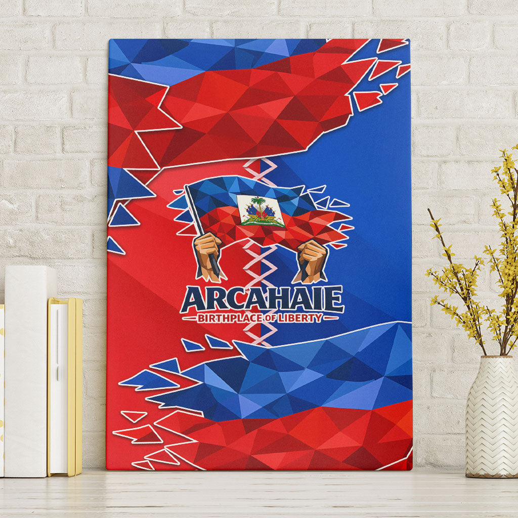 Haiti Flag Day Arcahaie 1803 Canvas Wall Art Geometric Low Poly Flag Art - Birthplace Of Liberty Graphic