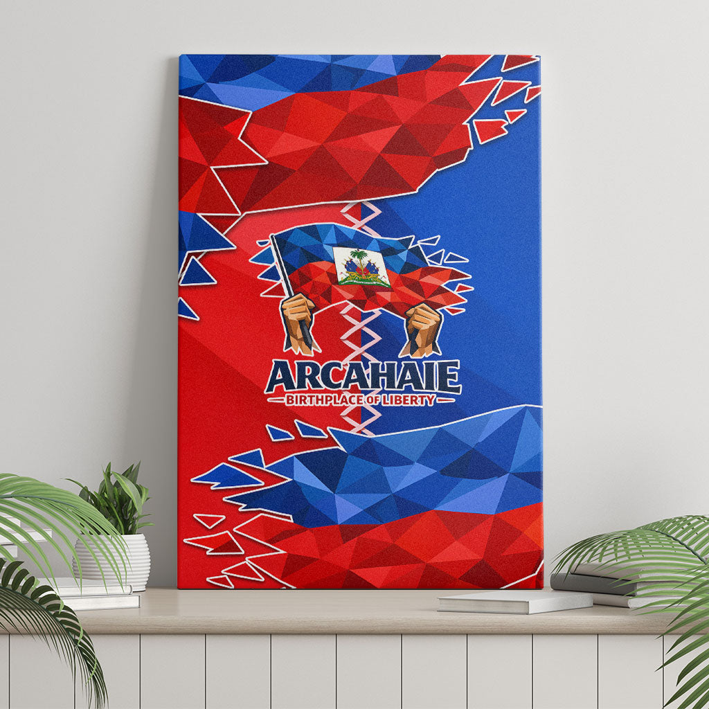 Haiti Flag Day Arcahaie 1803 Canvas Wall Art Geometric Low Poly Flag Art - Birthplace Of Liberty Graphic