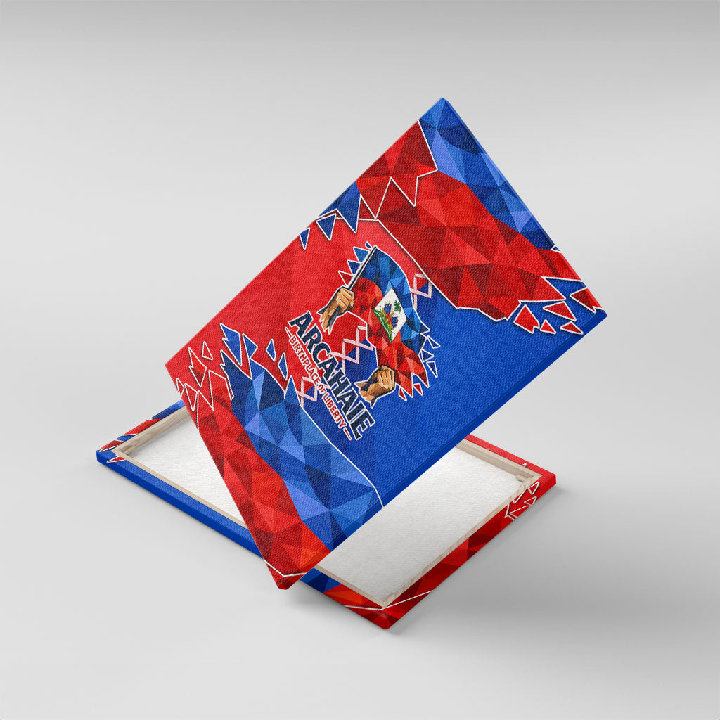 Haiti Flag Day Arcahaie 1803 Canvas Wall Art Geometric Low Poly Flag Art - Birthplace Of Liberty Graphic
