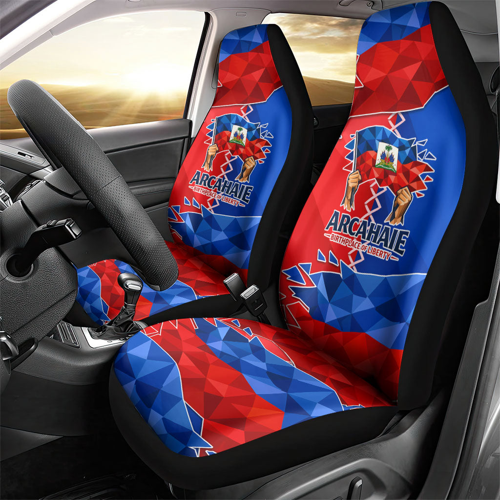 Haiti Flag Day Arcahaie 1803 Car Seat Cover Geometric Low Poly Flag Art - Birthplace Of Liberty Graphic