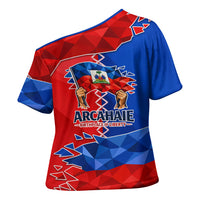 Haiti Flag Day Arcahaie 1803 Cross Shoulder Shirt Geometric Low Poly Flag Art - Birthplace Of Liberty Graphic