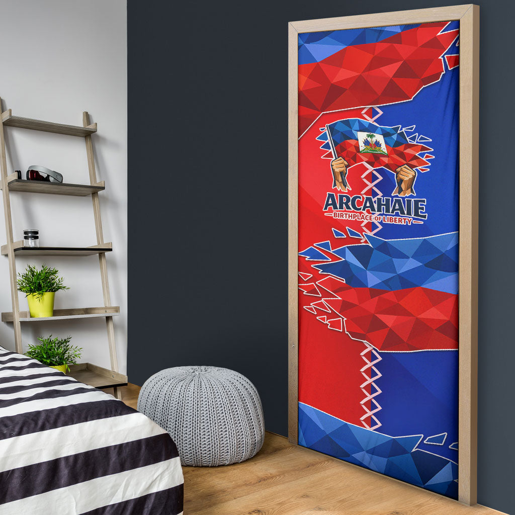Haiti Flag Day Arcahaie 1803 Door Cover Geometric Low Poly Flag Art - Birthplace Of Liberty Graphic