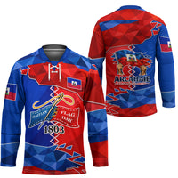 Haiti Flag Day Arcahaie 1803 Hockey Jersey Geometric Low Poly Flag Art - Birthplace Of Liberty Graphic