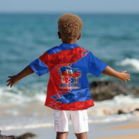 Haiti Flag Day Arcahaie 1803 Kid Hawaiian Shirt Geometric Low Poly Flag Art - Birthplace Of Liberty Graphic