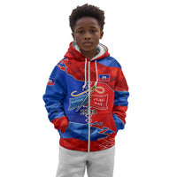 Haiti Flag Day Arcahaie 1803 Kid Hoodie Geometric Low Poly Flag Art - Birthplace Of Liberty Graphic