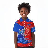 Haiti Flag Day Arcahaie 1803 Kid Polo Shirt Geometric Low Poly Flag Art - Birthplace Of Liberty Graphic