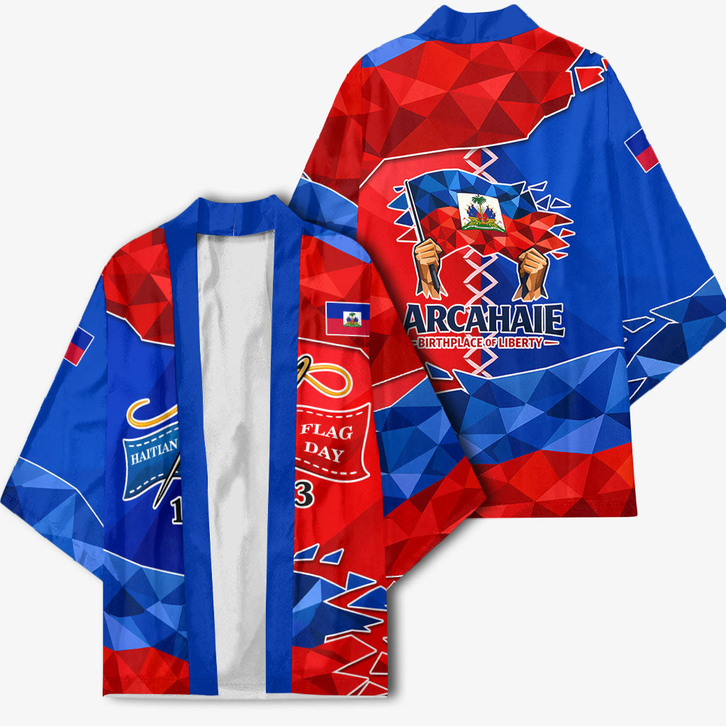 Haiti Flag Day Arcahaie 1803 Kimono Geometric Low Poly Flag Art - Birthplace Of Liberty Graphic