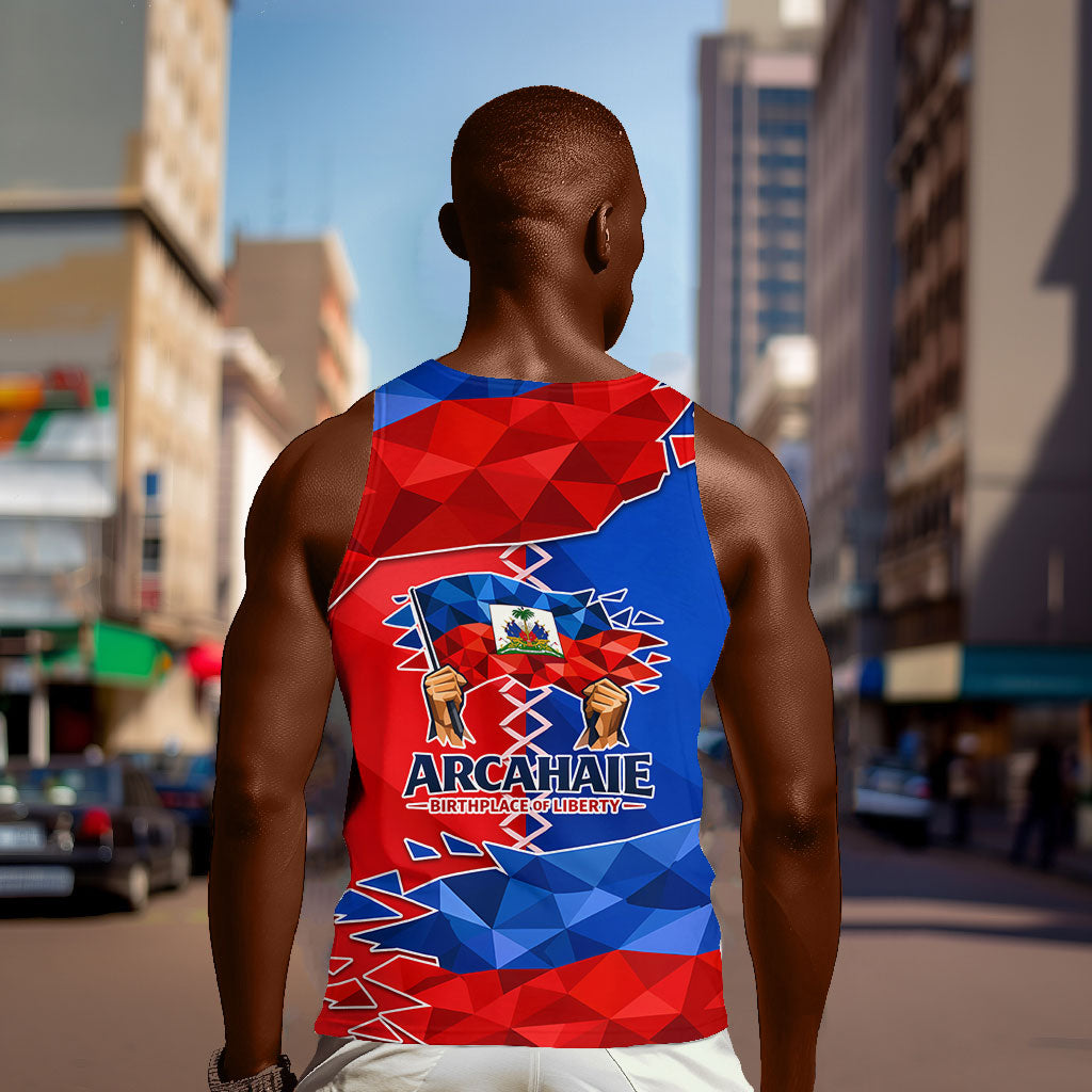 Haiti Flag Day Arcahaie 1803 Men Tank Top Geometric Low Poly Flag Art - Birthplace Of Liberty Graphic