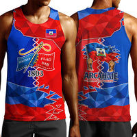 Haiti Flag Day Arcahaie 1803 Men Tank Top Geometric Low Poly Flag Art - Birthplace Of Liberty Graphic