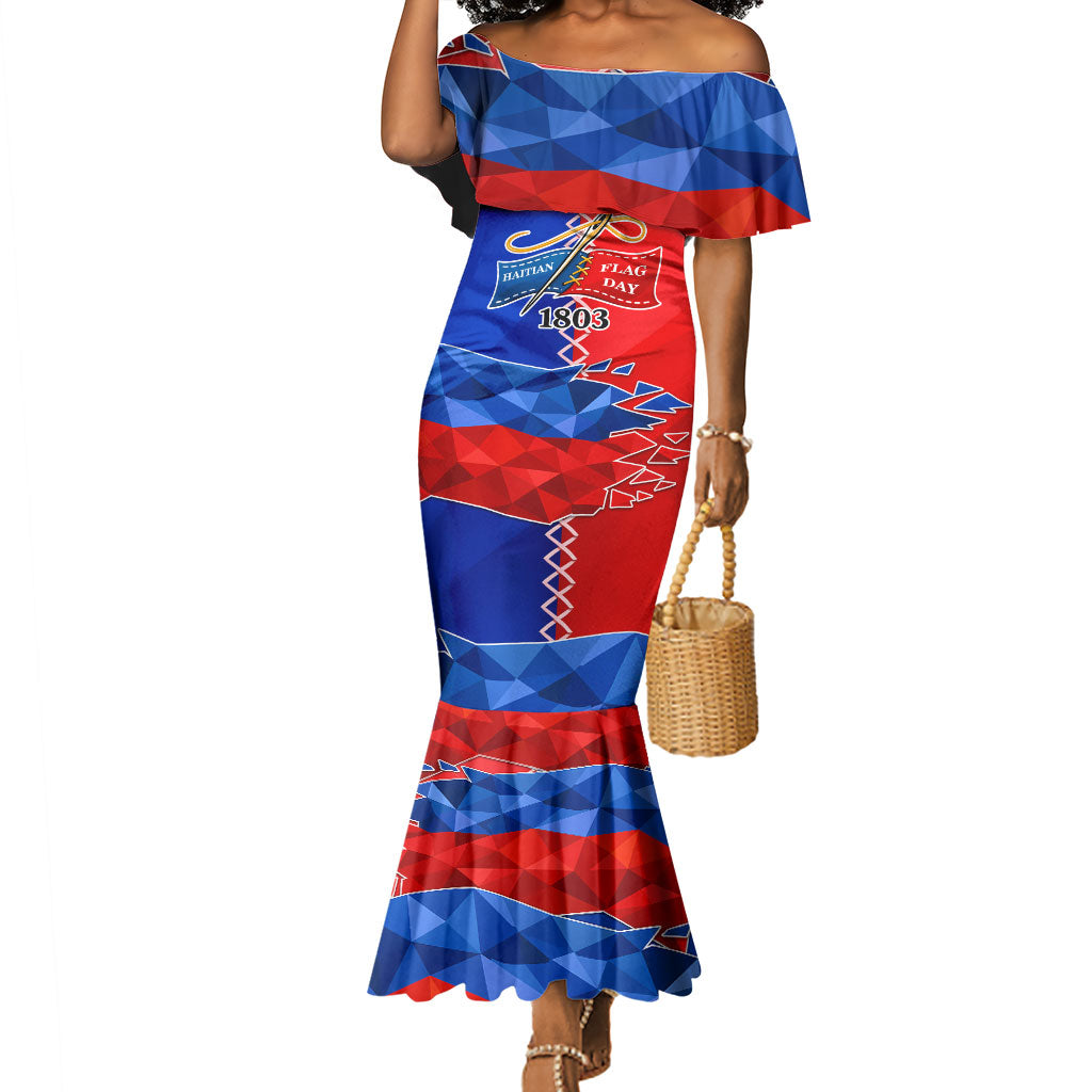 Haiti Flag Day Arcahaie 1803 Mermaid Dress Geometric Low Poly Flag Art - Birthplace Of Liberty Graphic