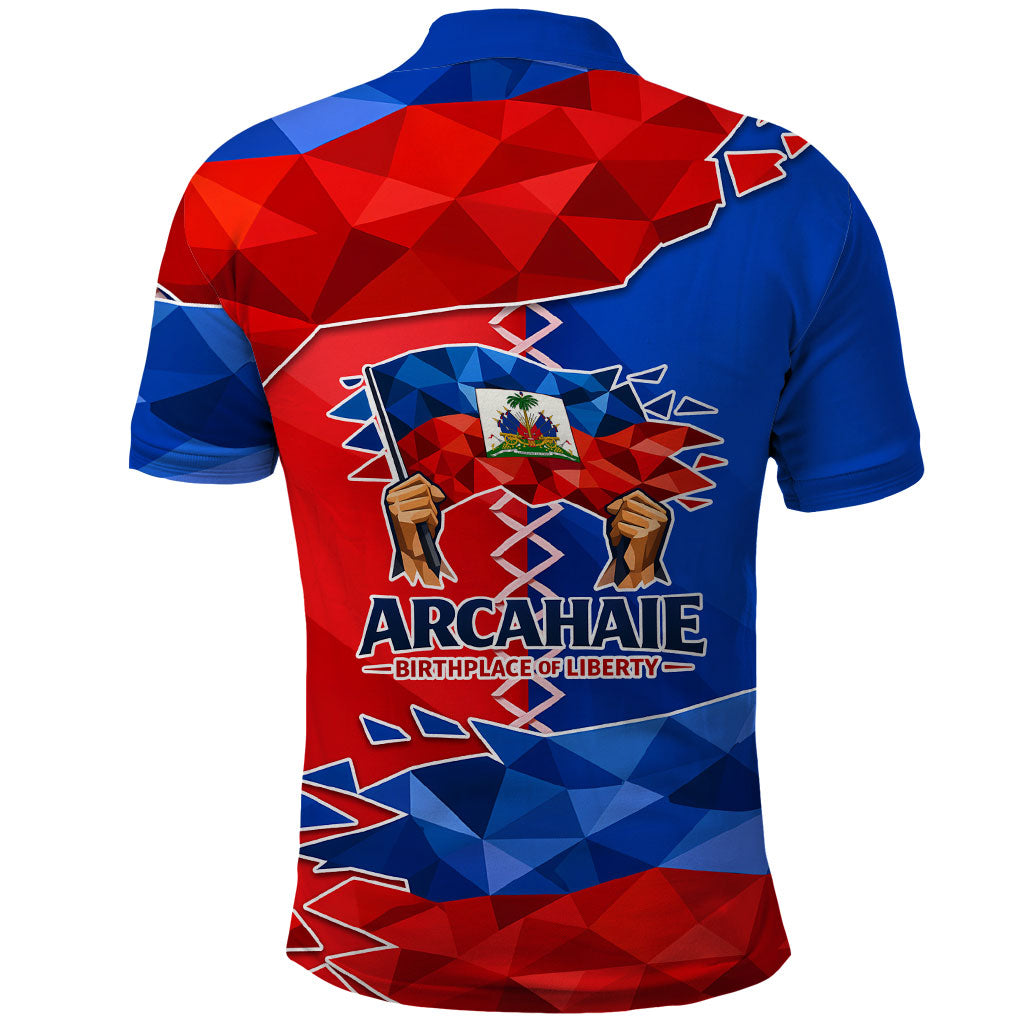 Haiti Flag Day Arcahaie 1803 Polo Shirt Geometric Low Poly Flag Art - Birthplace Of Liberty Graphic