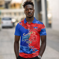 Haiti Flag Day Arcahaie 1803 Polo Shirt Geometric Low Poly Flag Art - Birthplace Of Liberty Graphic