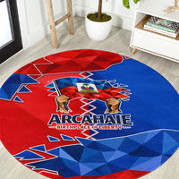 Haiti Flag Day Arcahaie 1803 Round Carpet Geometric Low Poly Flag Art - Birthplace Of Liberty Graphic