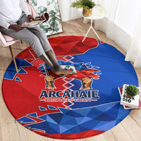 Haiti Flag Day Arcahaie 1803 Round Carpet Geometric Low Poly Flag Art - Birthplace Of Liberty Graphic
