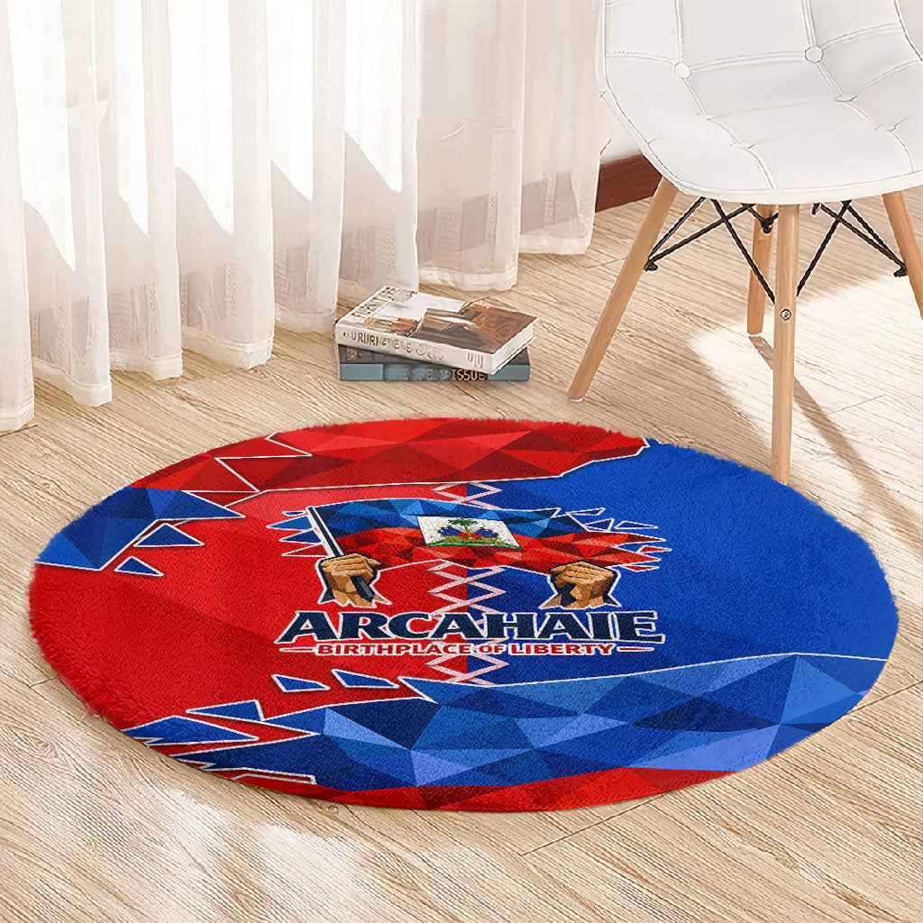 Haiti Flag Day Arcahaie 1803 Round Carpet Geometric Low Poly Flag Art - Birthplace Of Liberty Graphic